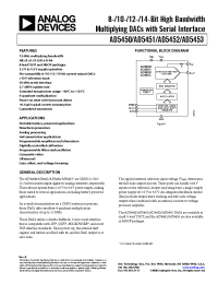 Datasheet AD5452YUJZ-REEL71 manufacturer Analog Devices