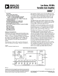 Datasheet AD603A manufacturer Analog Devices