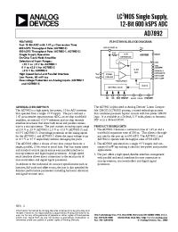 Datasheet AD7892BN-2 manufacturer Analog Devices
