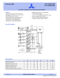 Datasheet AS7C3364FT32B-80TQIN производства Alliance
