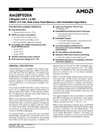 Datasheet AM28F020A-150JC производства AMD