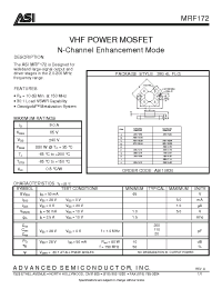 Datasheet MRF172 производства ASI