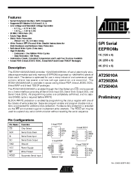 Datasheet AT25040AY1-10YI-1.8 производства ATMEL