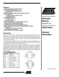 Datasheet AT25F1024AN-10SU-2.7 производства ATMEL