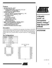 Datasheet AT27BV040-10C производства ATMEL
