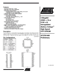 Datasheet AT27BV400-15JC производства ATMEL