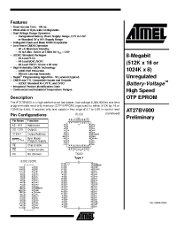 Datasheet AT27BV800-15TC производства ATMEL