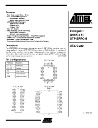 Datasheet AT27C020-10I производства ATMEL