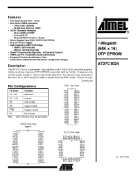 Datasheet AT27C1024-10C производства ATMEL
