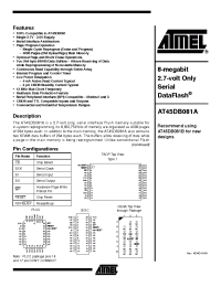Datasheet AT45DB081A-CI производства ATMEL