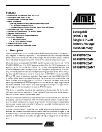 Datasheet AT49BV002ANT manufacturer ATMEL