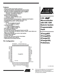 Datasheet ATMEGA103L manufacturer ATMEL