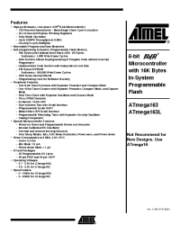 Datasheet ATMEGA163L-4AI manufacturer ATMEL