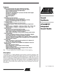 Datasheet ATSAM9707 manufacturer ATMEL