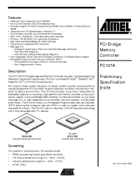 Datasheet PC107AMGHU100LD manufacturer ATMEL