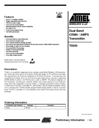 Datasheet T0345 manufacturer ATMEL