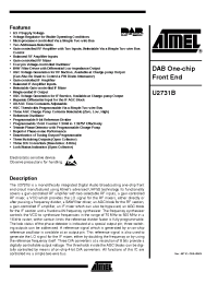 Datasheet U2731B manufacturer ATMEL