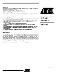 Datasheet U3741BM-P2FL manufacturer ATMEL