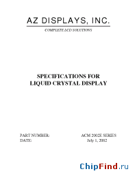 Datasheet ACM2002E производства AZ Displays