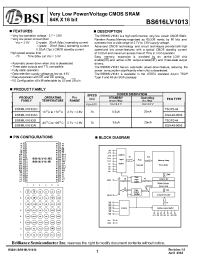 Datasheet BS616LV1013-70 производства BSI