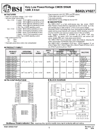 Datasheet BS62LV1027JIG55 manufacturer BSI