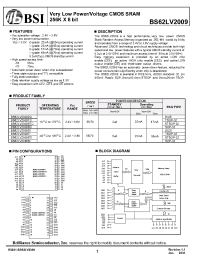 Datasheet BS62LV2009SIP55 manufacturer BSI