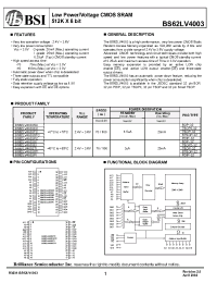 Datasheet BS62LV4003PC manufacturer BSI