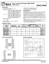 Datasheet BS62LV4006PCP70 manufacturer BSI