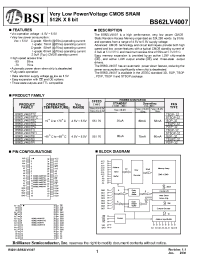 Datasheet BS62LV4007 manufacturer BSI