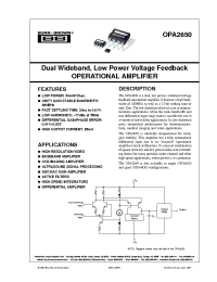 Datasheet OPA2650P производства Burr-Brown
