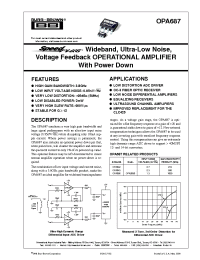 Datasheet OPA687 производства Burr-Brown