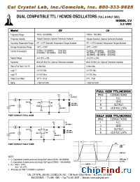 Datasheet CV 3.3VDC производства CalCrystal