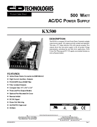 Datasheet KX500 производства C&D