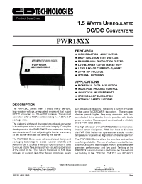 Datasheet PWR1301 производства C&D