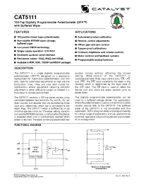 Datasheet CAT5111L-10MSOP manufacturer Catalyst