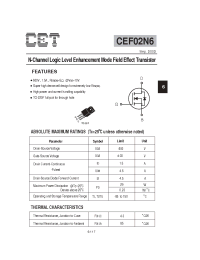 Datasheet CEF02N6 производства CET