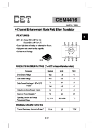 Datasheet CEM4416 производства CET