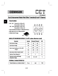 Datasheet CEM4539 производства CET