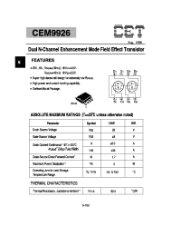 Datasheet CEM9926 производства CET