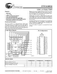 Datasheet 7C1019BV33-12 manufacturer Cypress