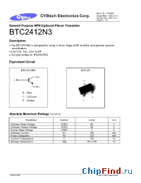 Datasheet BTC2412N3 производства Cystech