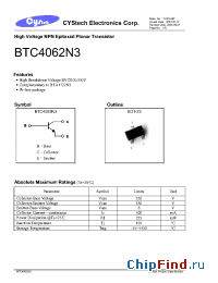 Datasheet BTC4062N3 производства Cystech