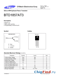 Datasheet BTD1857AT3 производства Cystech