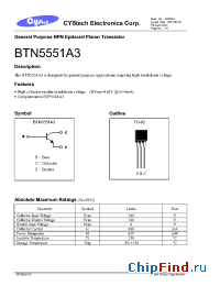 Datasheet BTN5551A3 производства Cystech