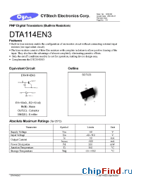 Datasheet DTA114EN3 производства Cystech
