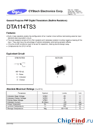 Datasheet DTA114TS3 производства Cystech