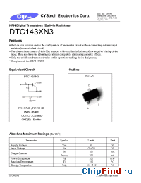 Datasheet DTA143XN3 производства Cystech