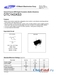Datasheet DTA143XS3 производства Cystech