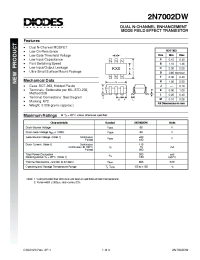 Datasheet 2N7002DW manufacturer Diodes