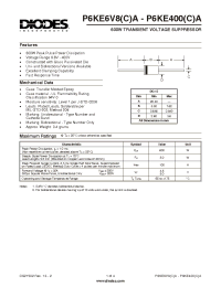 Datasheet P6KE6.8-400CA производства Diodes